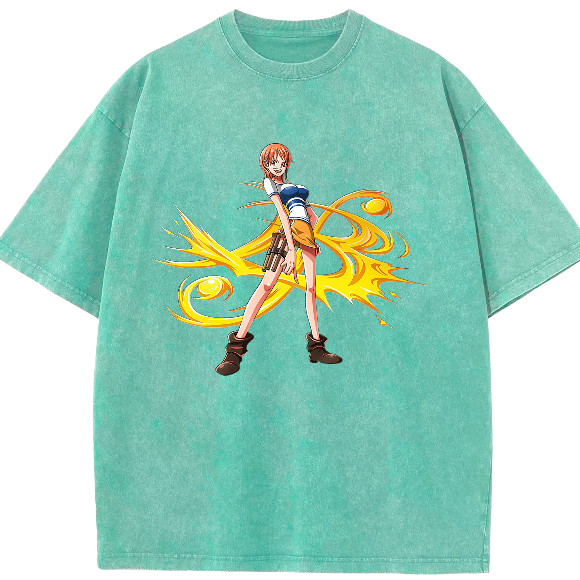 ワンピース ナミ ONE PIECE Nami 綿100% ヴィンテージ風 半袖Tシャツ（フロントプリント）